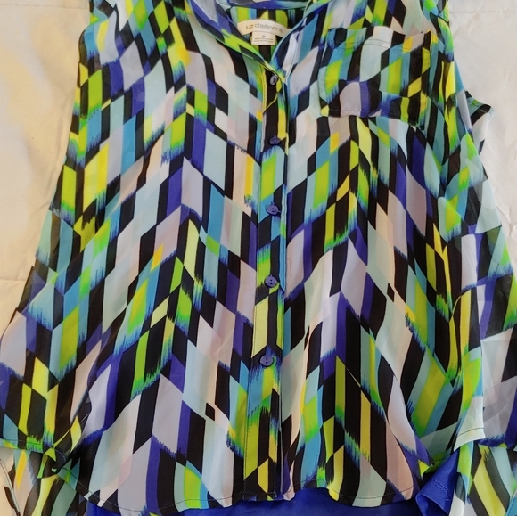 Liz Claiborne multicolored blouse size medium - Picture 4 of 4